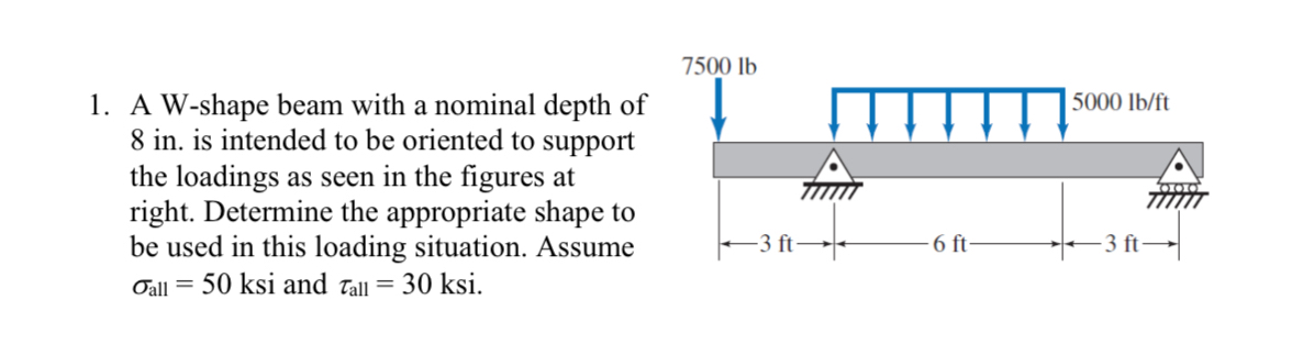 A W - shape beam with a nominal depth of 8 in .