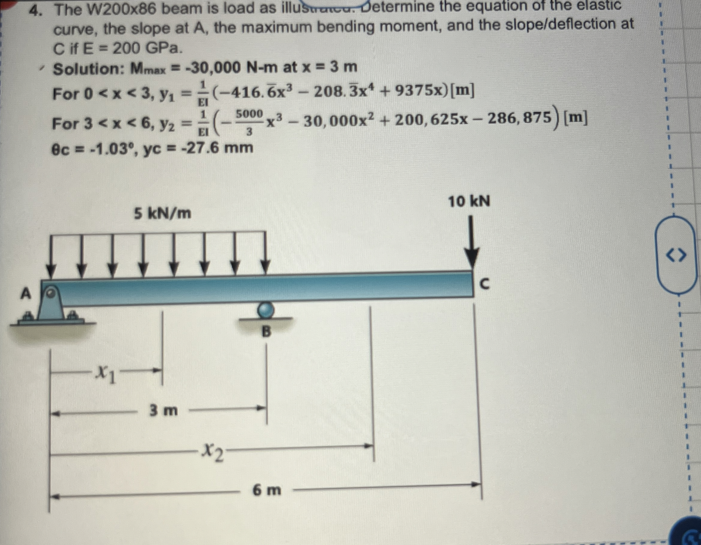 The W 2 0 0 x 8 6 beam is load as illustrum.