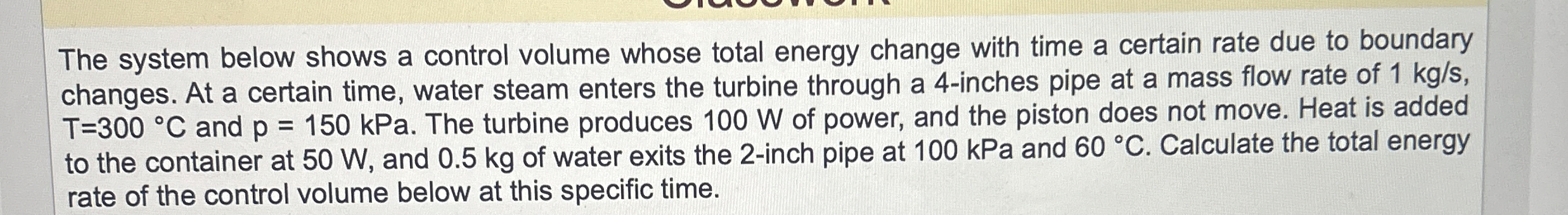 The system below shows a control volume whose
