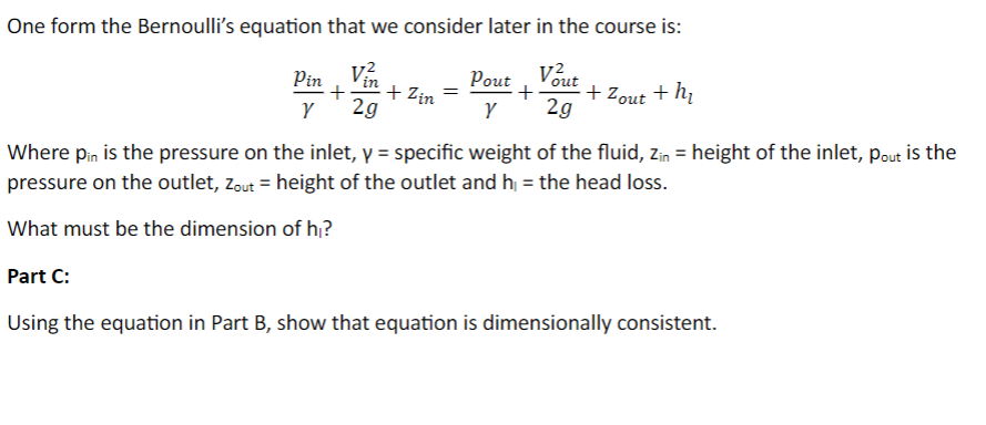 One form the Bernoulli's equation that we