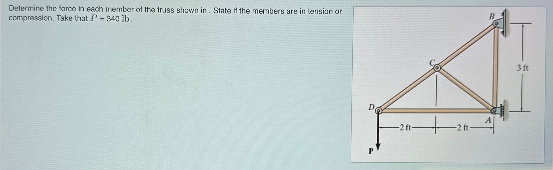 Determine the force in each member of the truss