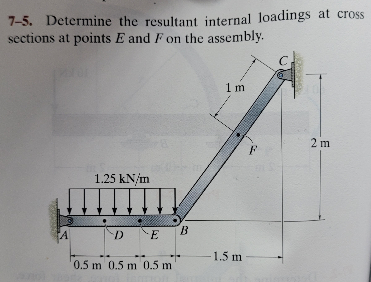 7 - 5 . Determine the resultant internal loadings