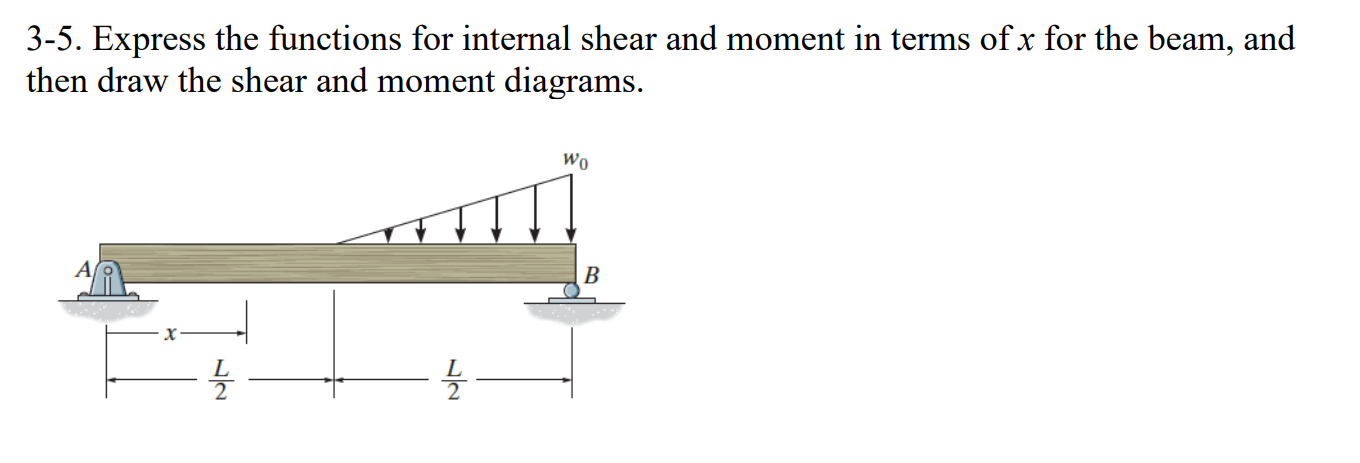 3 - 5 . Express the functions for internal shear