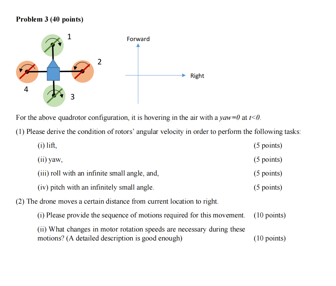 Problem 3 ( 4 0 points ) For the above quadrotor