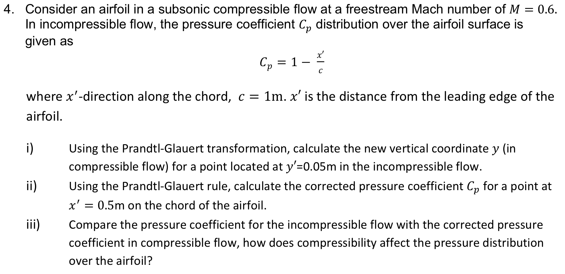 Consider an airfoil in a subsonic compressible