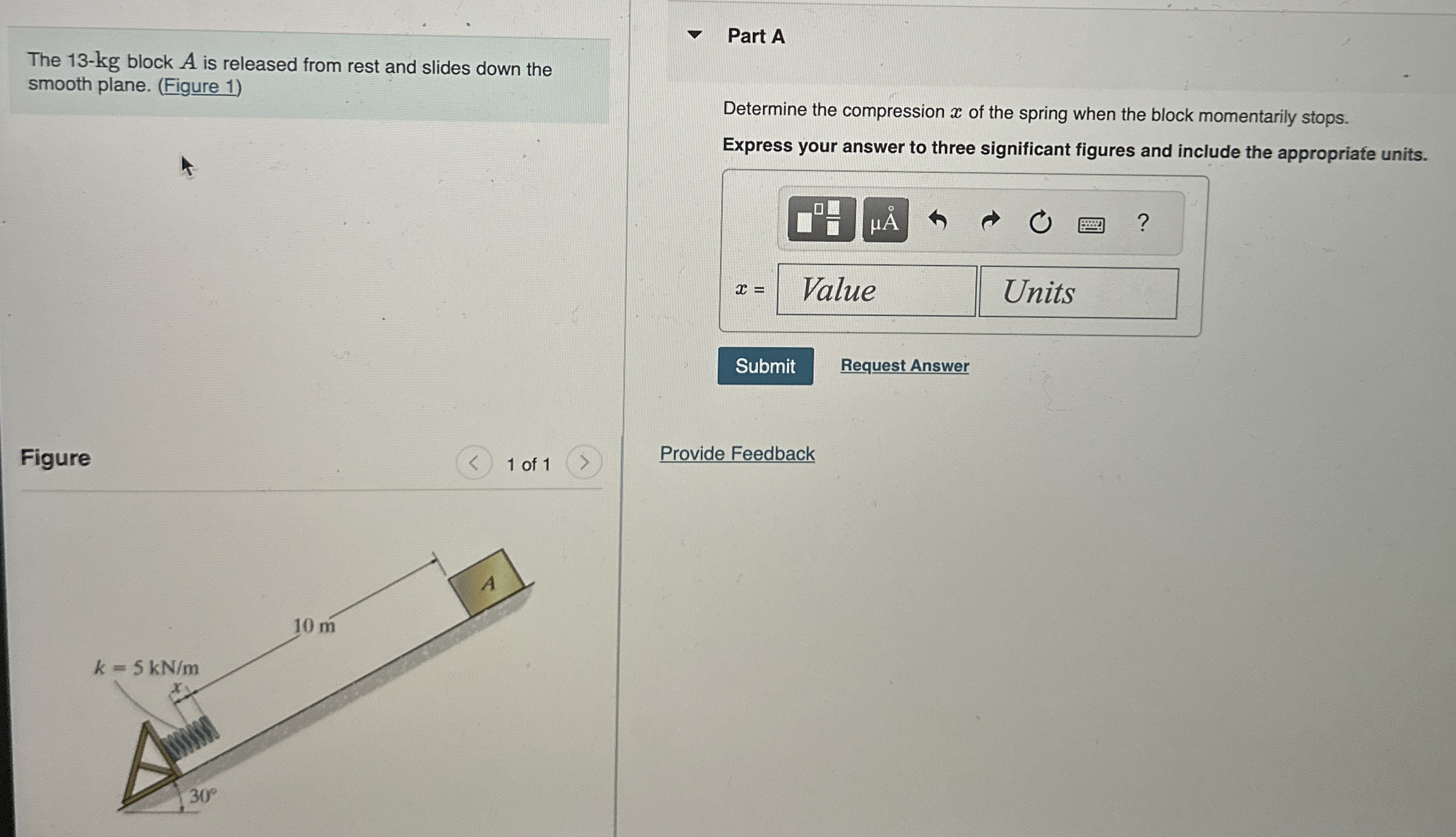 The 1 3 - k g block A is released from rest and