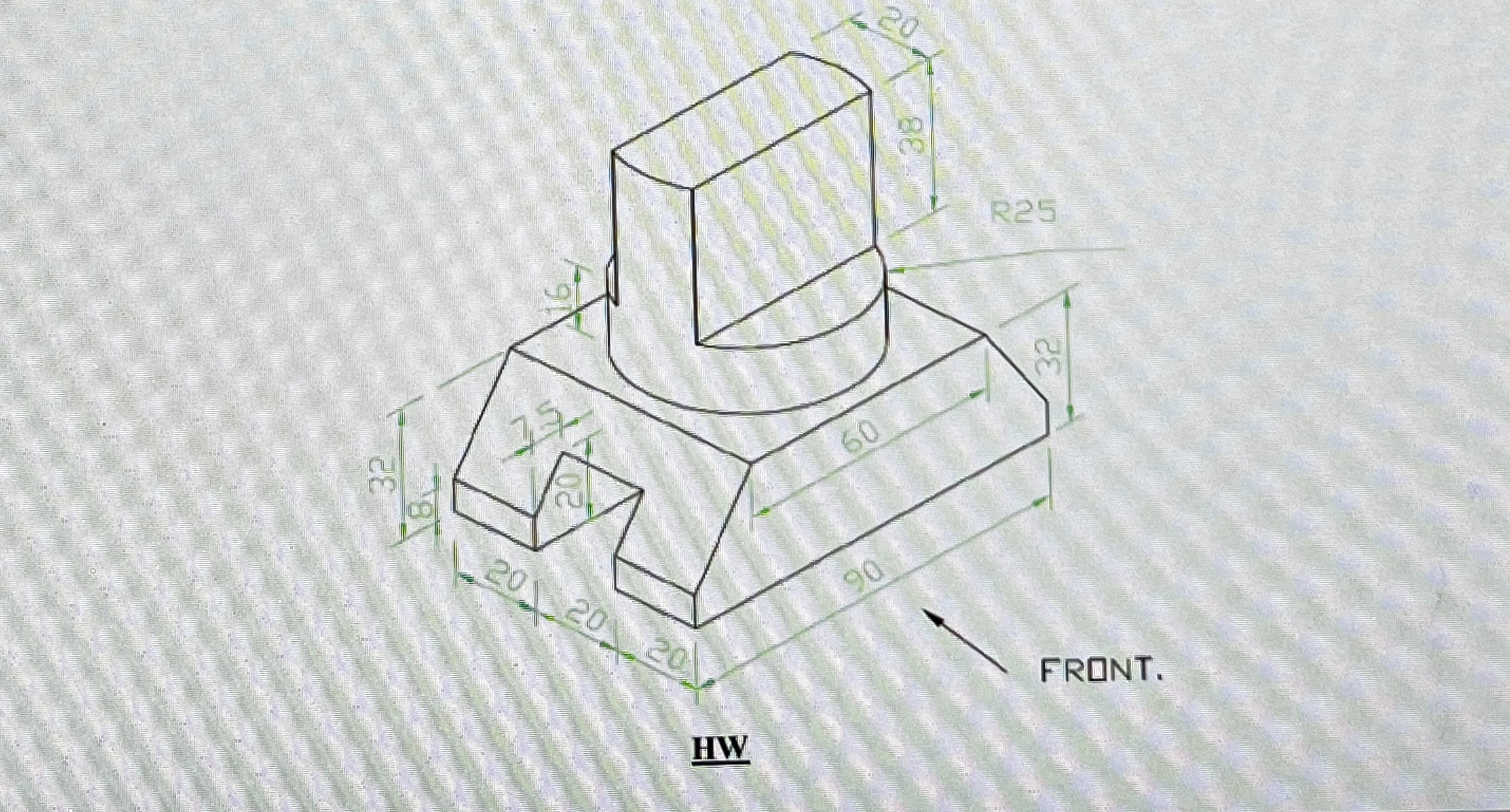HW . draw using AUTOCAD with full dimensions the