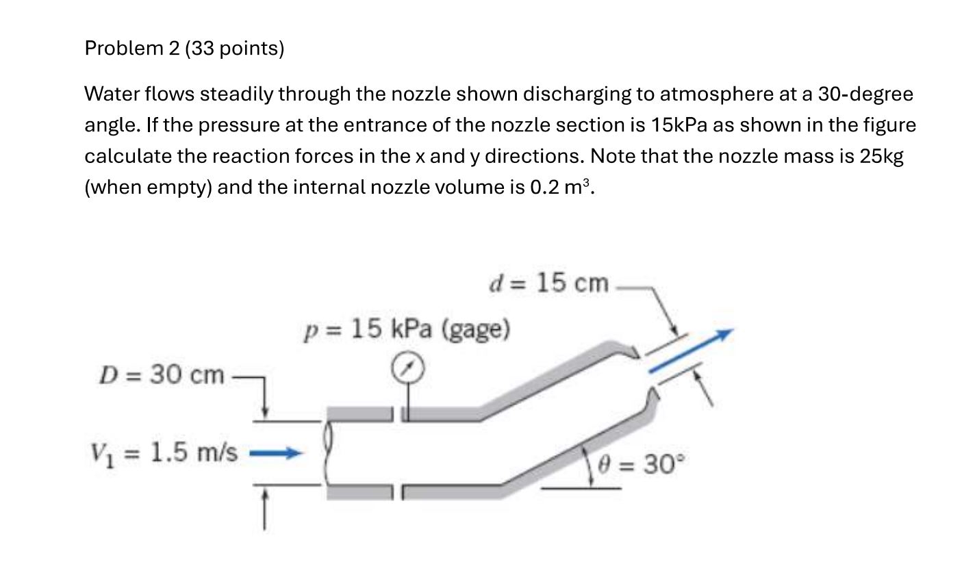 Problem 2 ( 3 3 points ) Water flows steadily