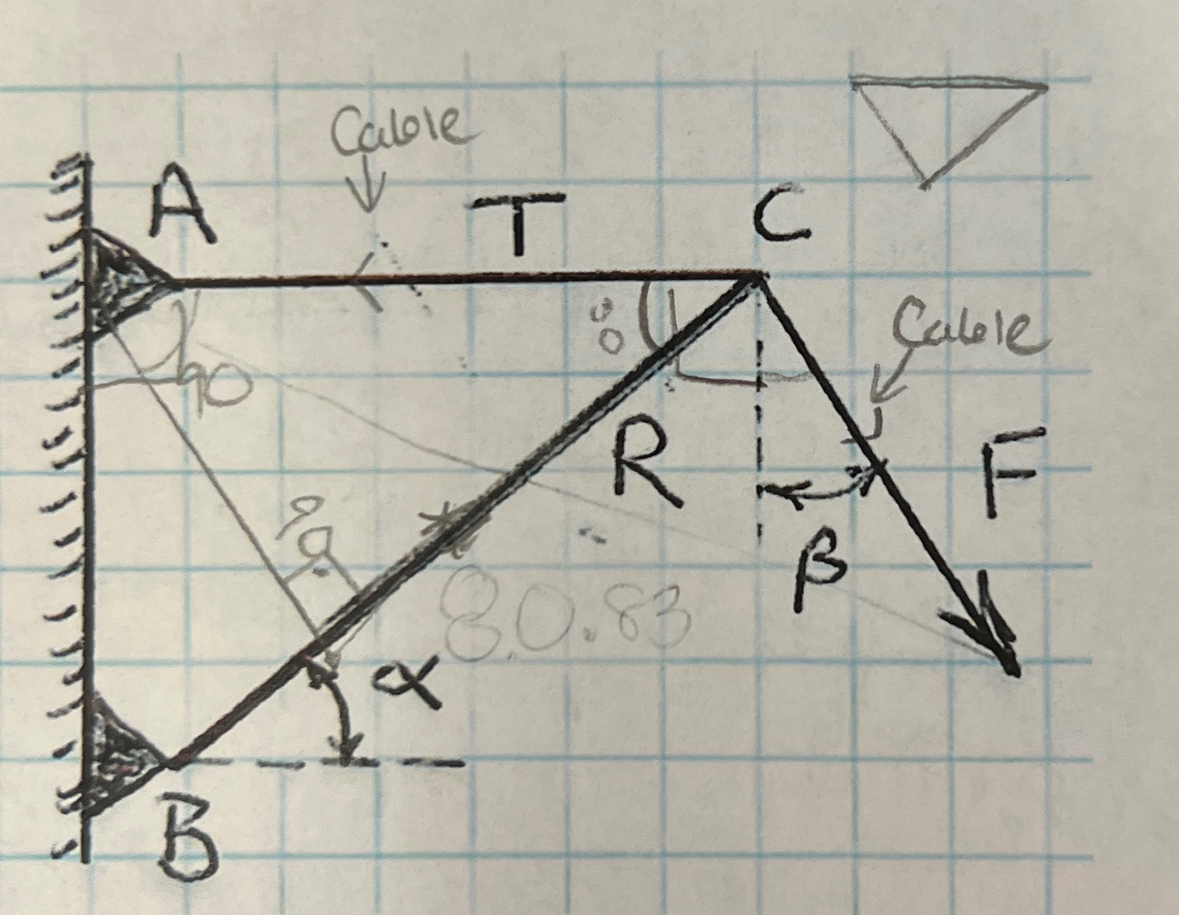 An applied force of 6 0 lb is acting on point C