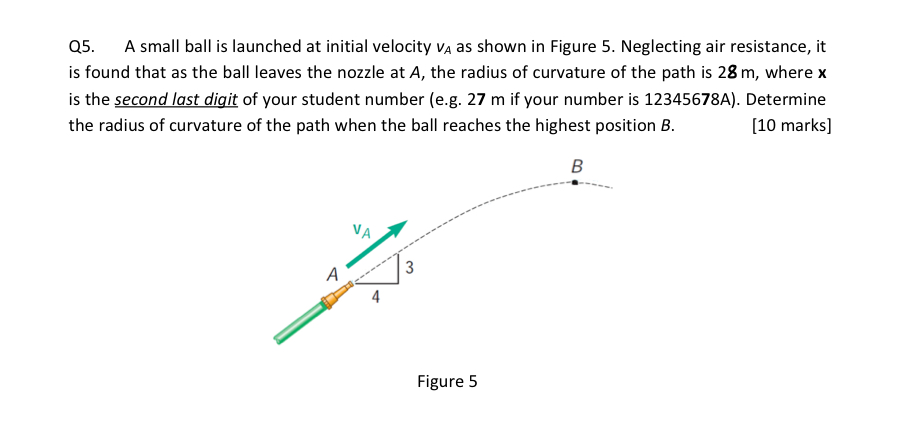 Q 5 . A small ball is launched at initial