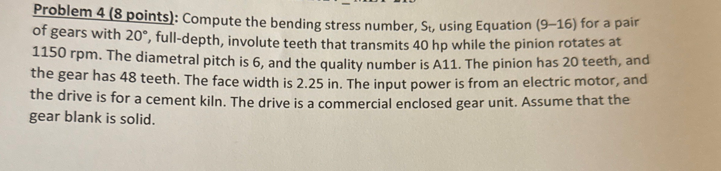 Problem 4 ( 8 points ) : Compute the bending