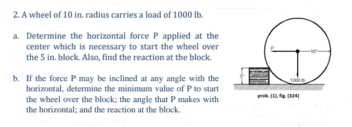 A wheel of 1 0 in . radius carries a load of 1 0