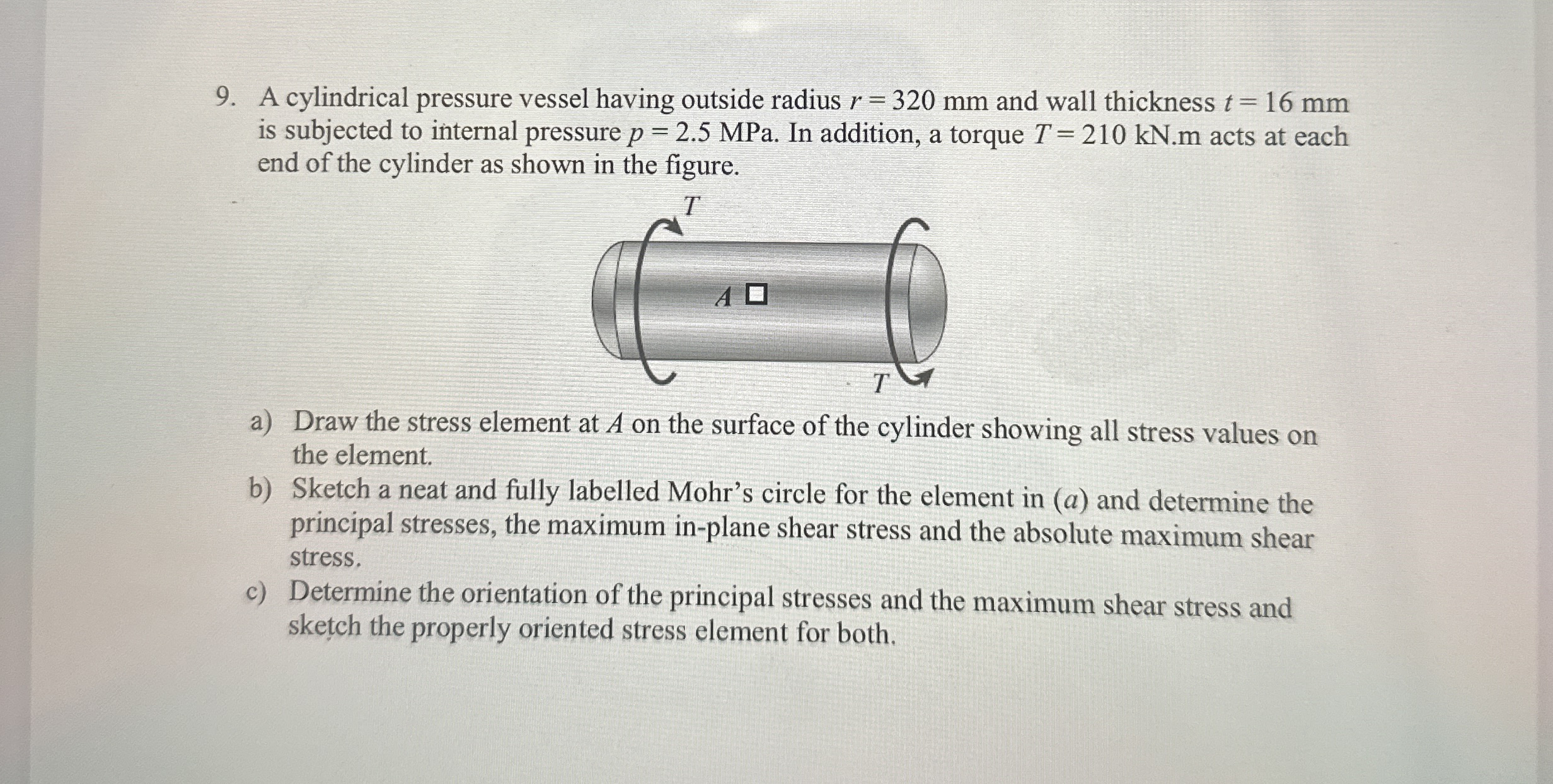 A cylindrical pressure vessel having outside
