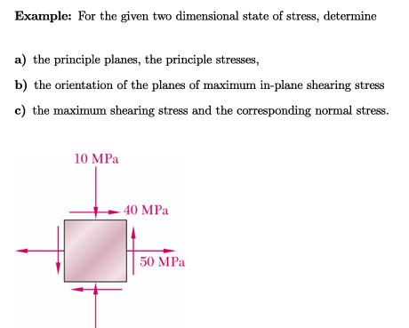 Example: For the given two dimensional state of