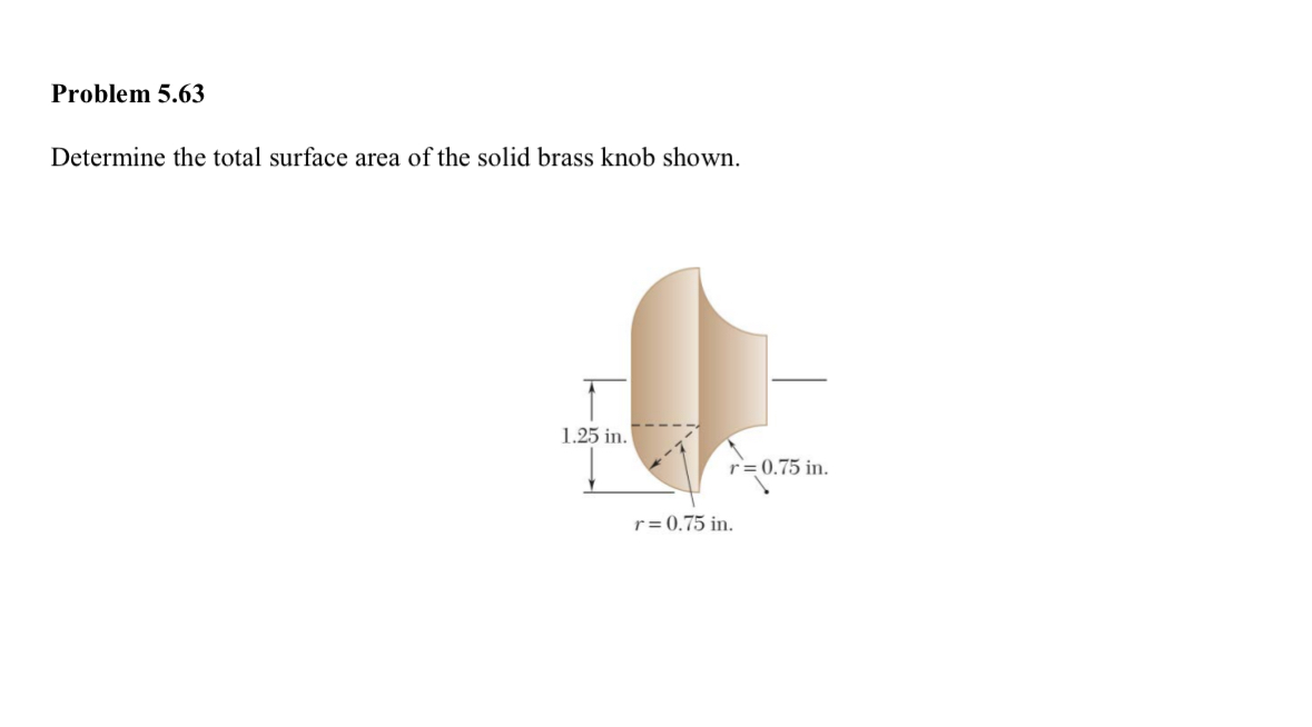 Problem 5 . 6 3 Determine the total surface area