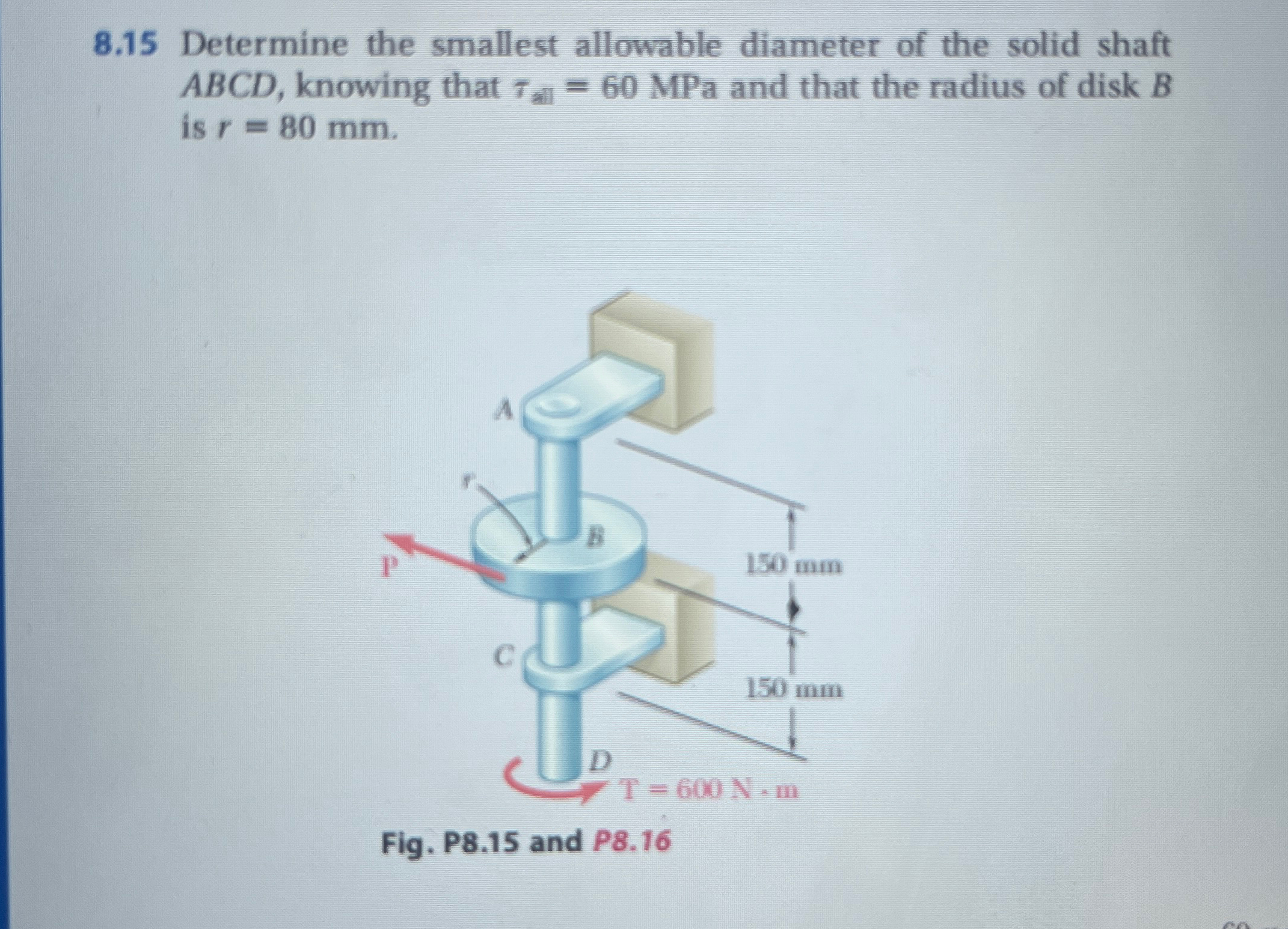 8 . 1 5 Determine the smallest allowable diameter