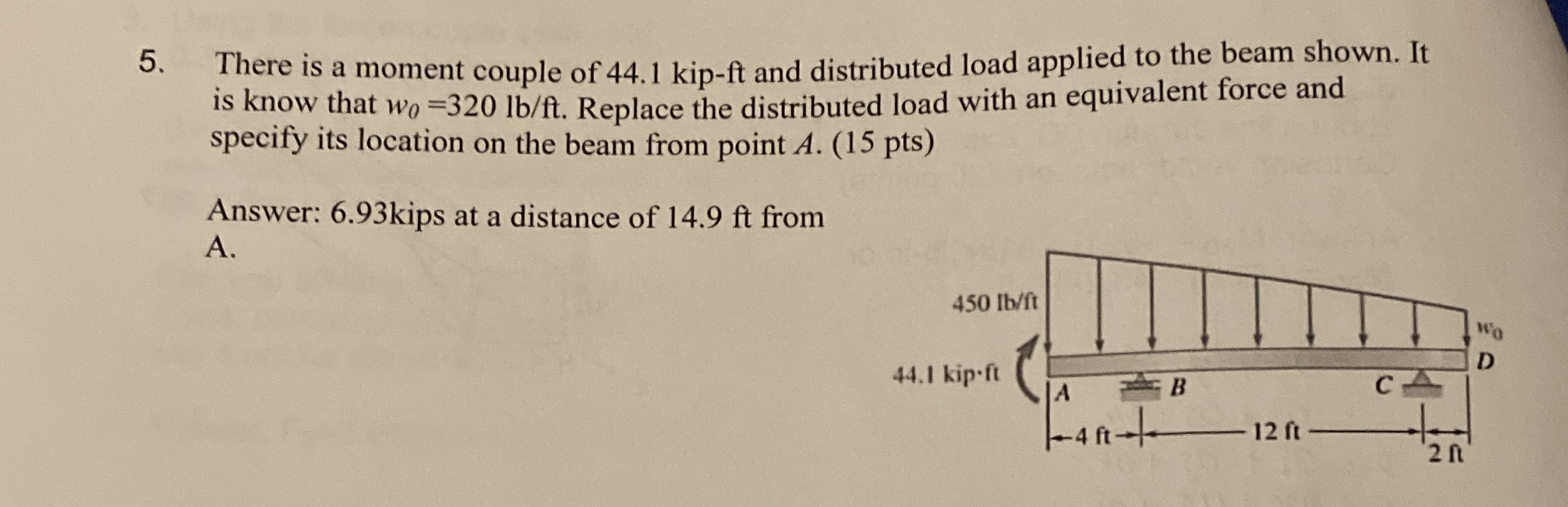 There is a moment couple of 4 4 . 1 kip - ft and