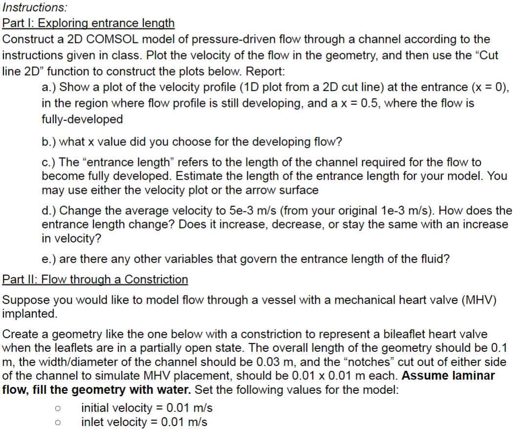 Instructions: Part I: Exploring entrance length
