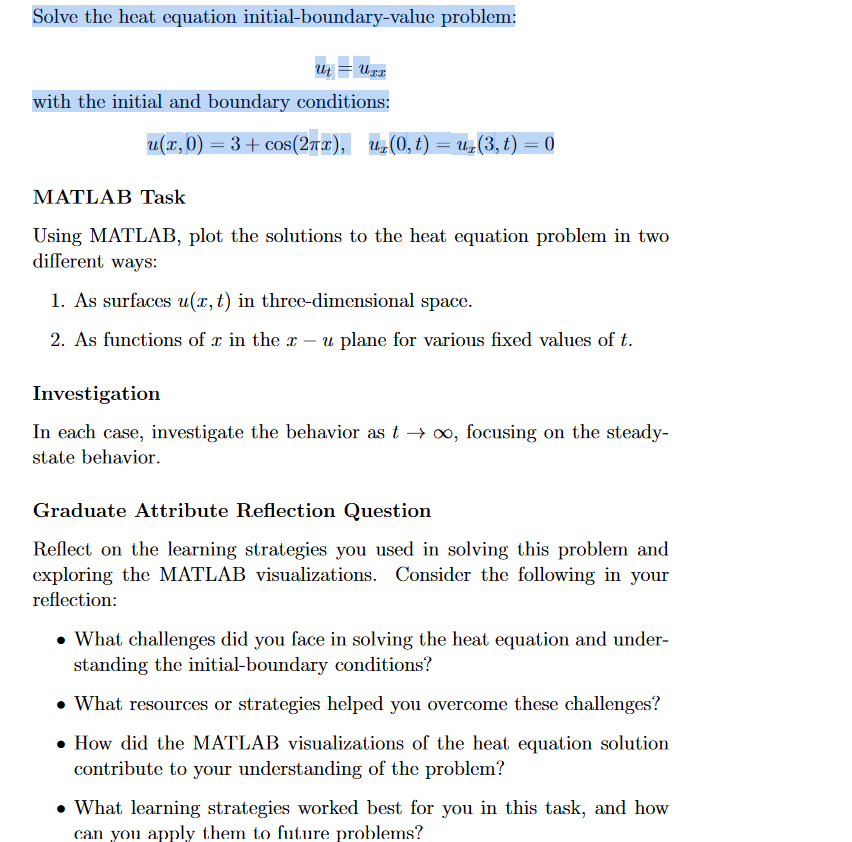 Solve the heat equation initial - boundary -