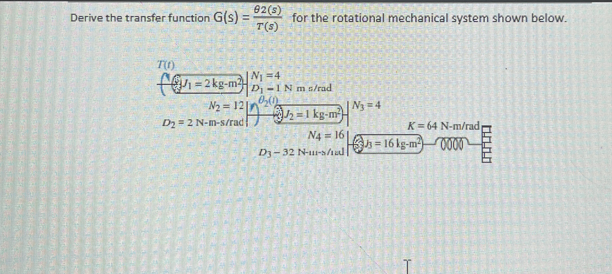 Derive the transfer function G ( s ) = 2 ( s ) T