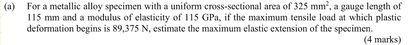 ( a ) For a metallic alloy specimen with a
