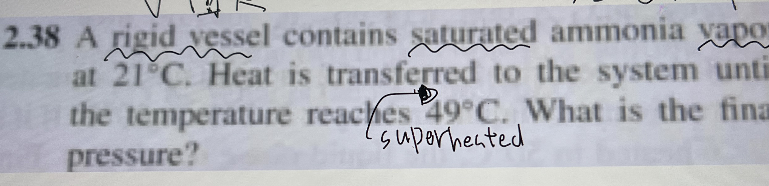 2 . 3 8 A rigid vessel contains saturated ammonia