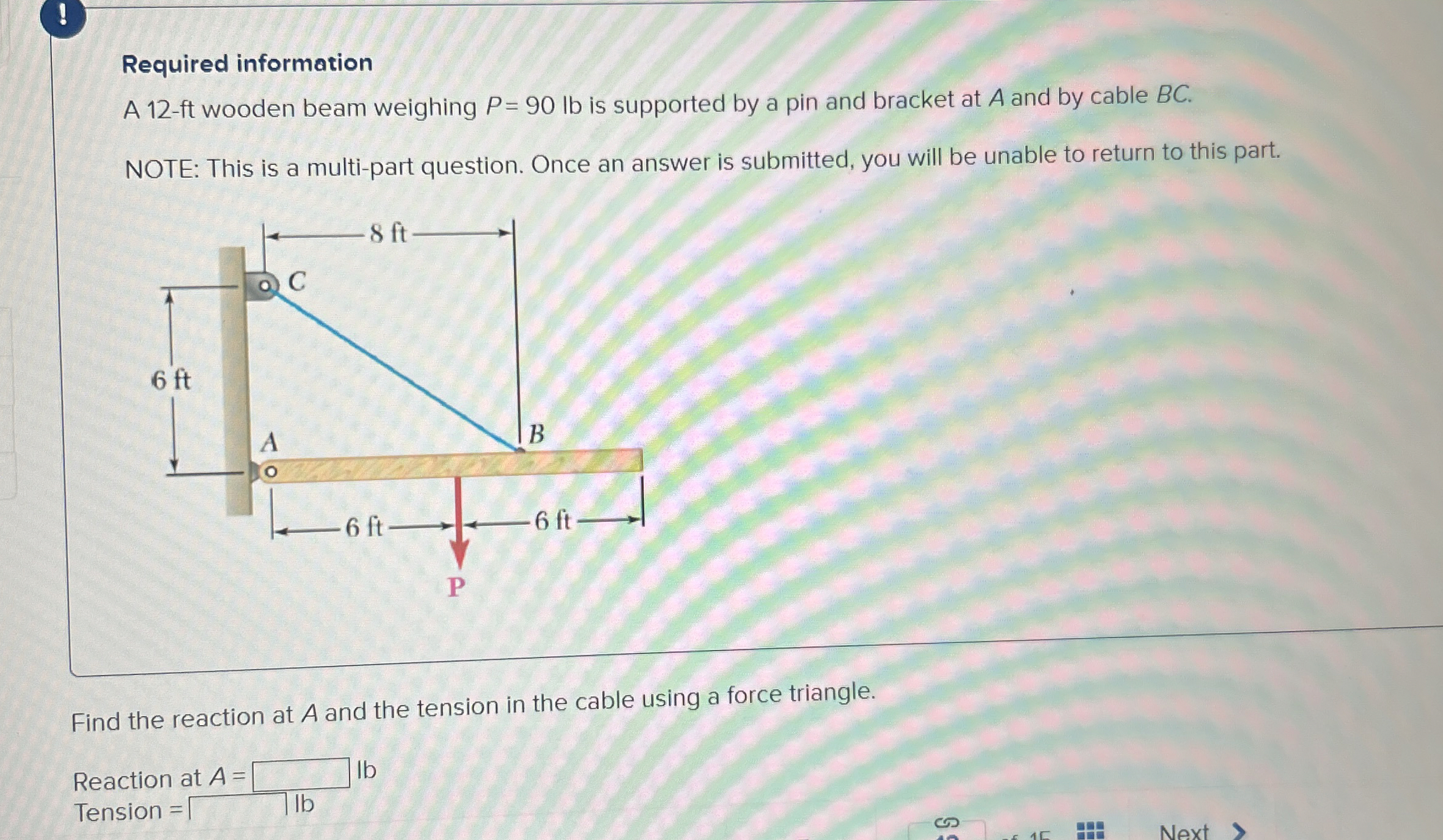 Required information A 1 2 - ft wooden beam