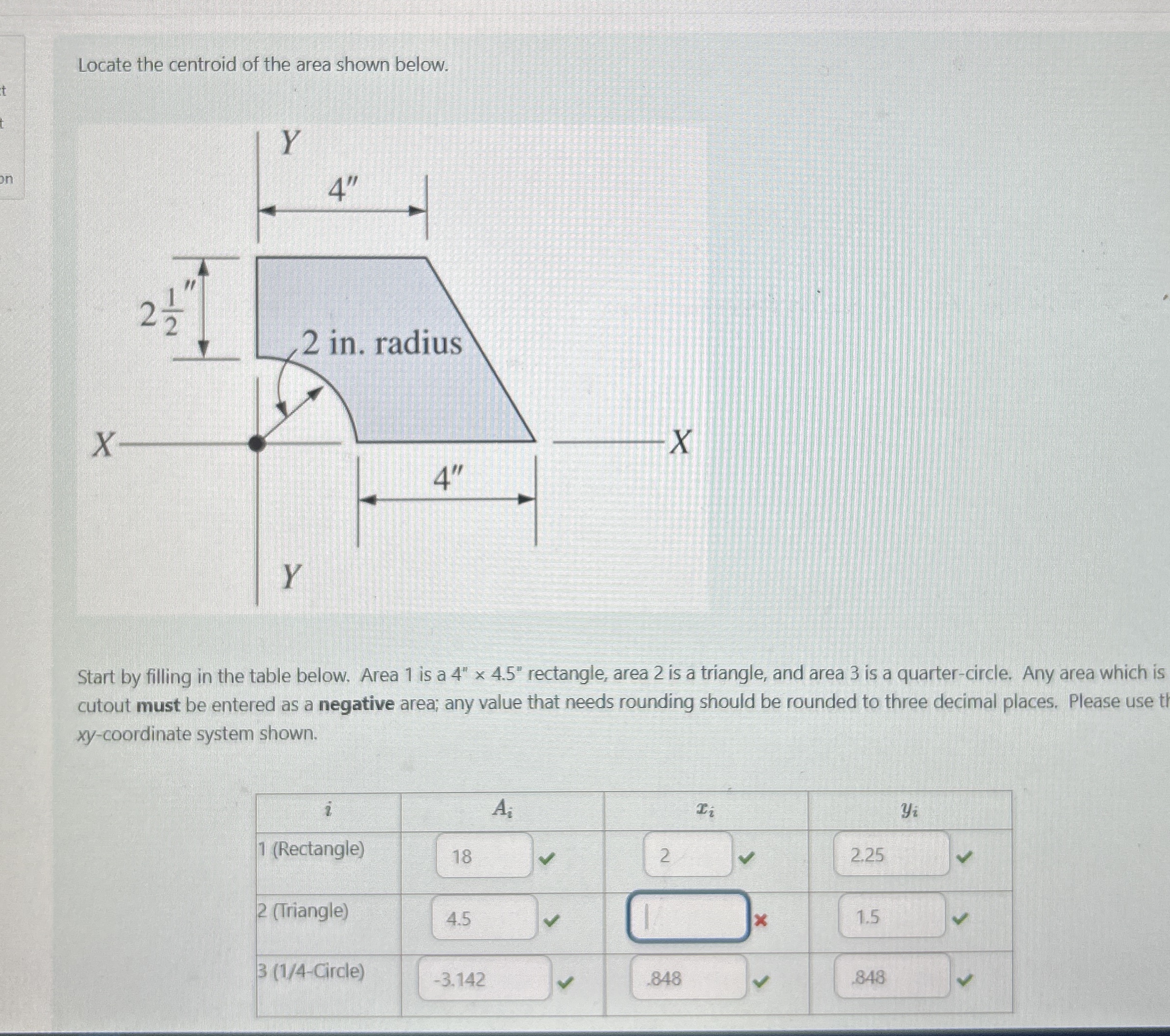 Locate the centroid of the area shown below.