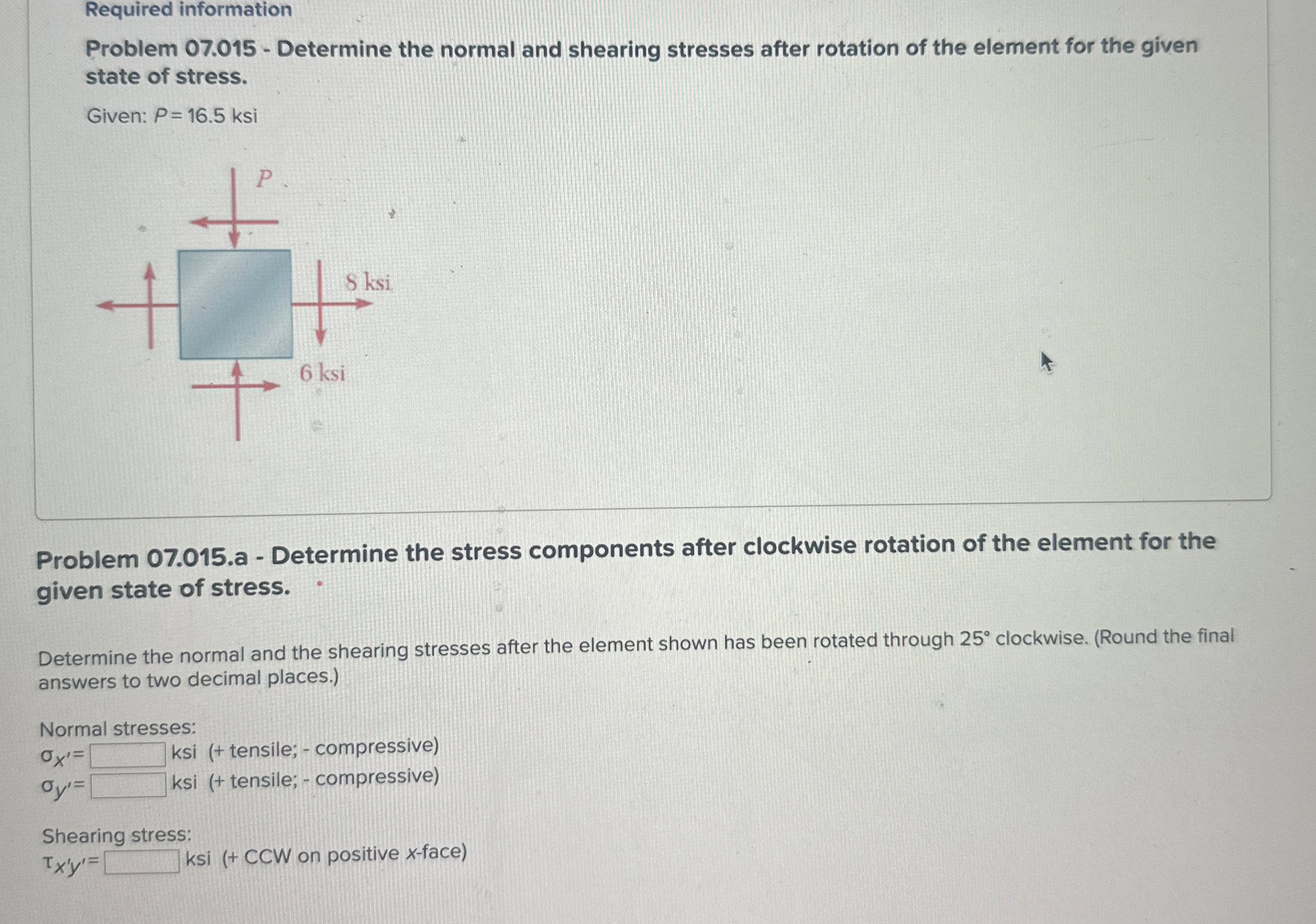 Required information Problem 0 7 . 0 1 5 -