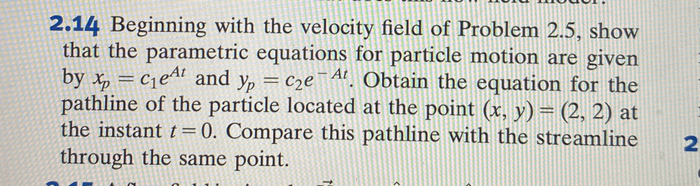 2 . 1 4 Beginning with the velocity field of
