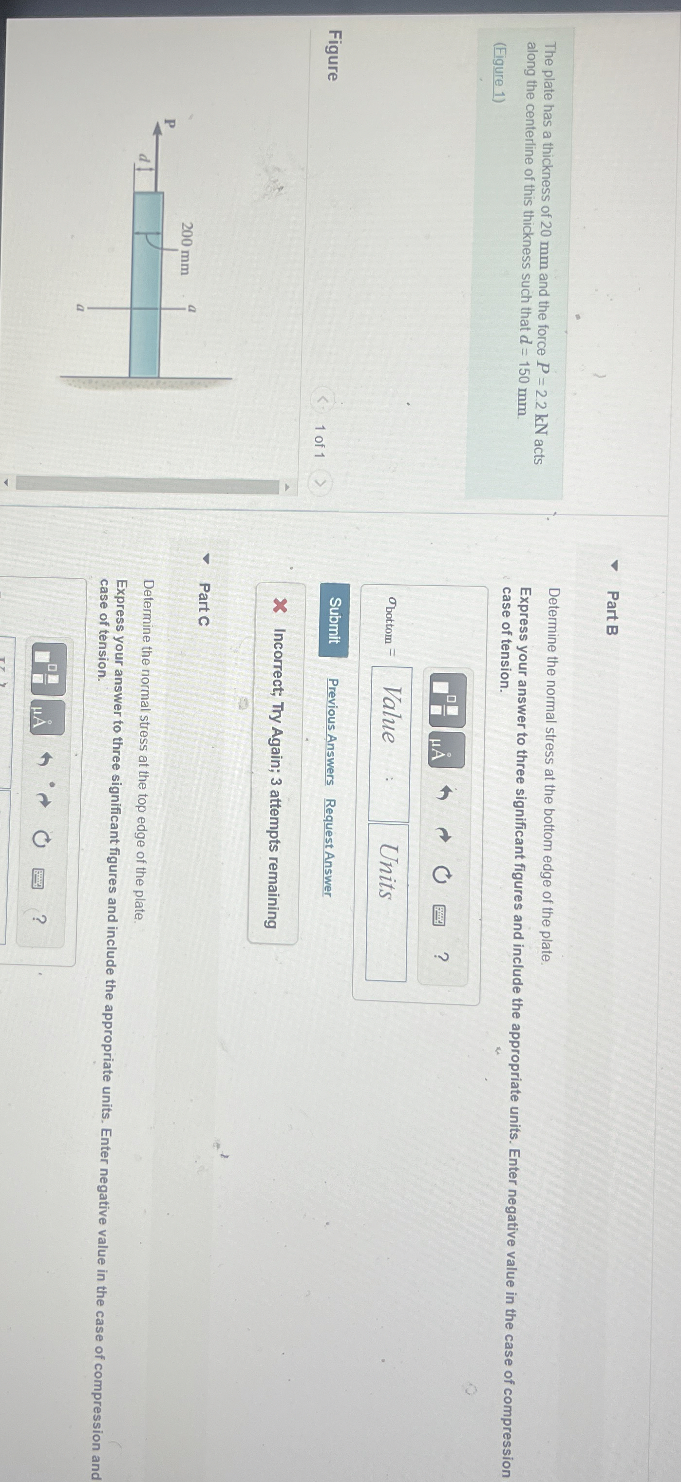 Part B The plate has a thickness of 2 0 mm and