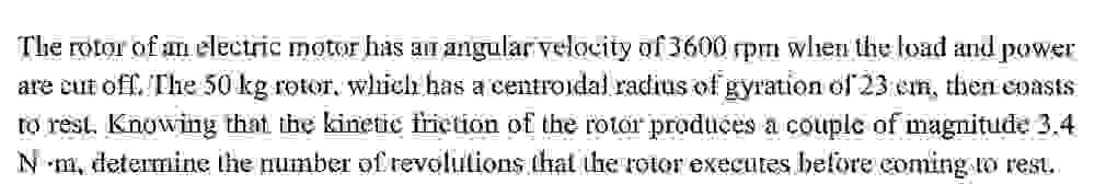 The rotor of am ectric motor has an angular