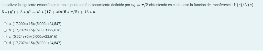 Linearize the following equation around the
