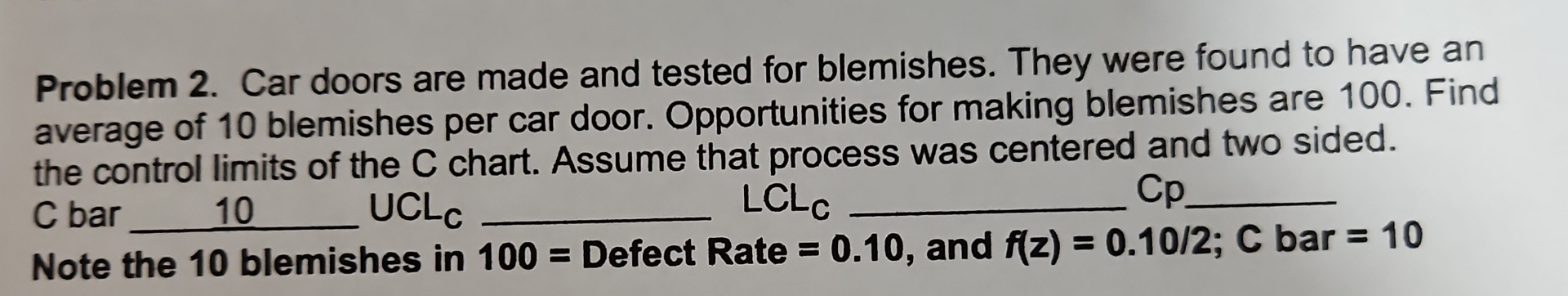 Problem 2 . Car doors are made and tested for