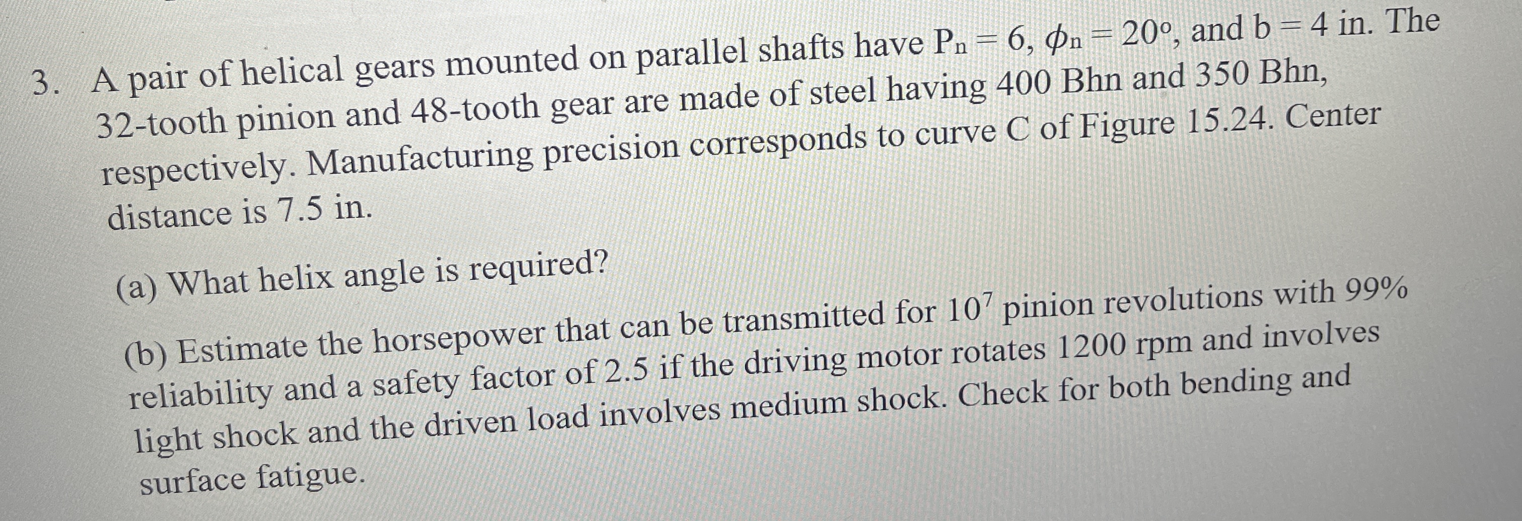 A pair of helical gears mounted on parallel
