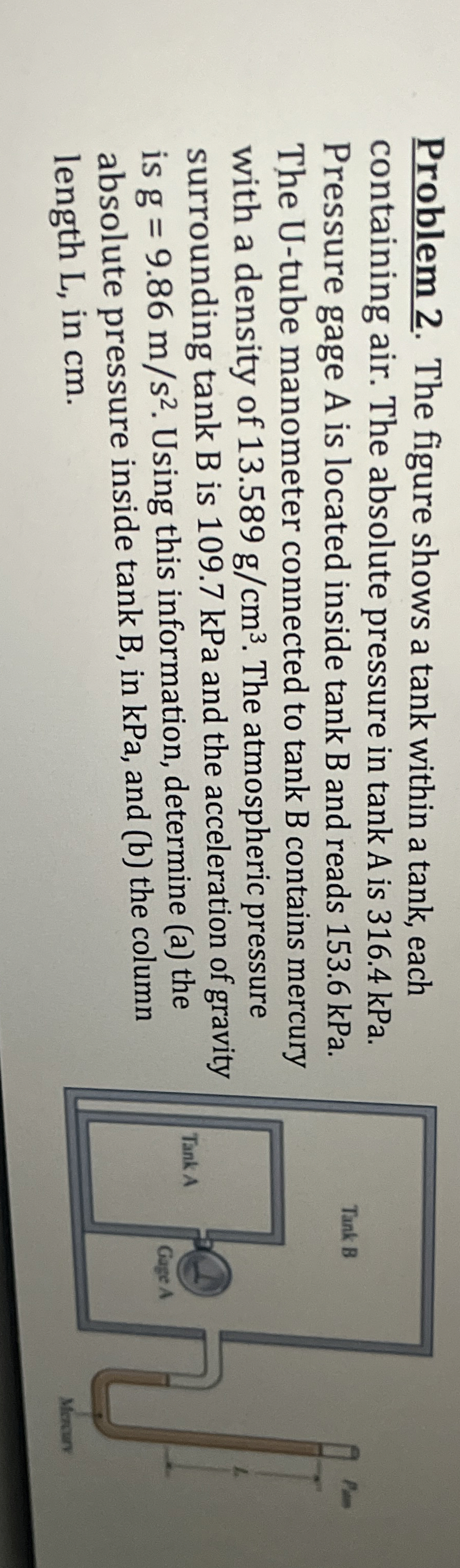 Problem 2 . The figure shows a tank within a
