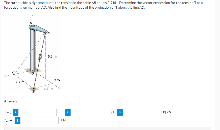 The turnbuckle is tightened until the tension in