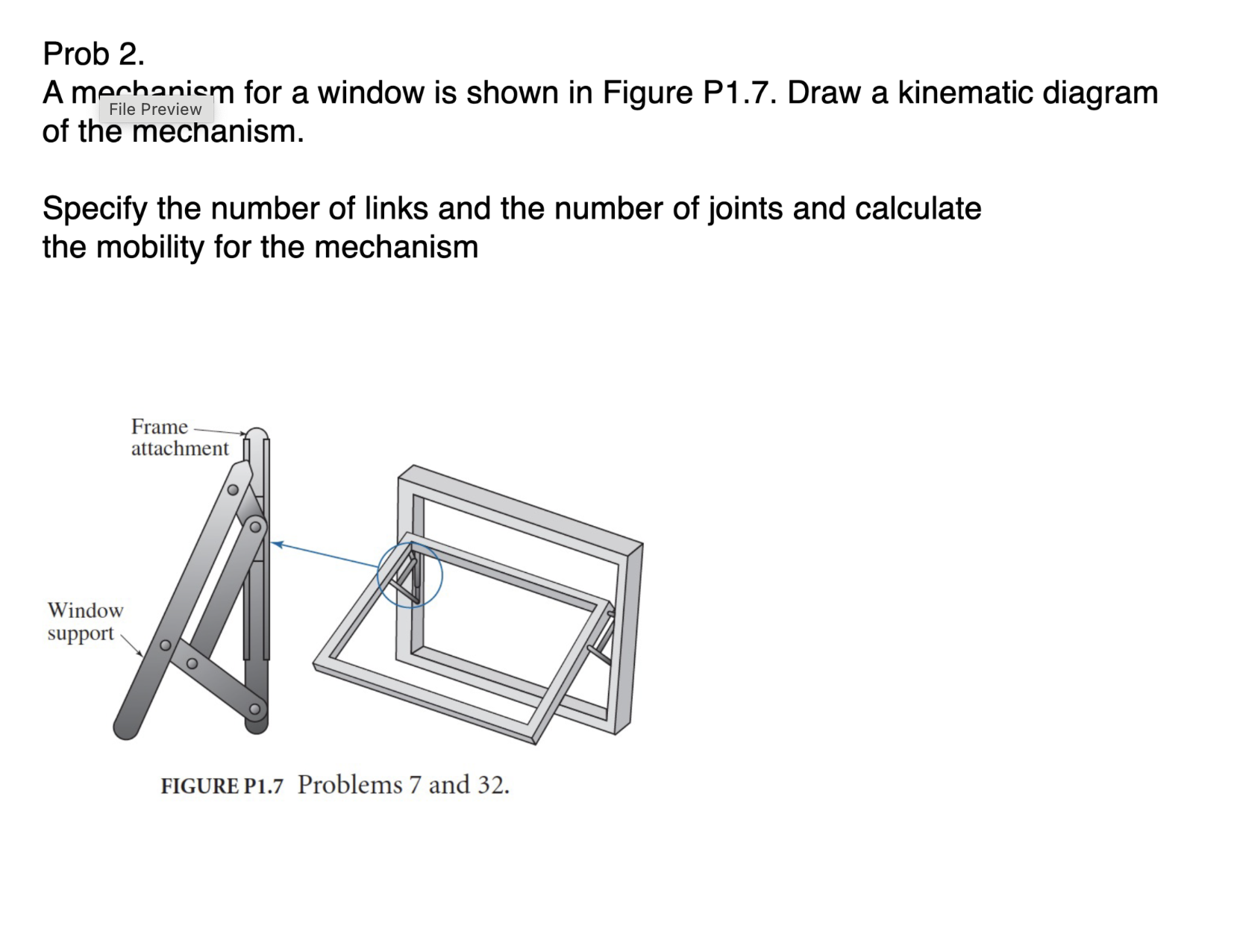 Prob 2 . of the mechanism. Specify the number of