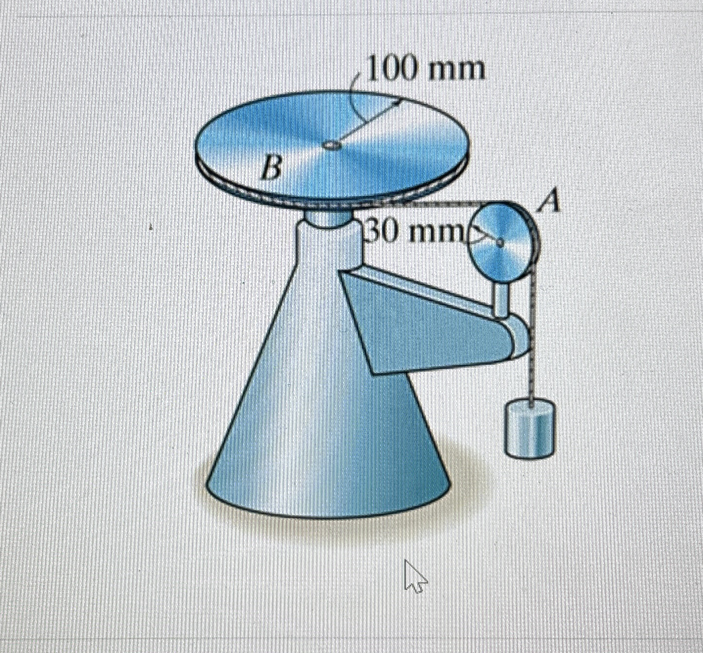 The assembly consists of a 3 - kg pulley A and 1