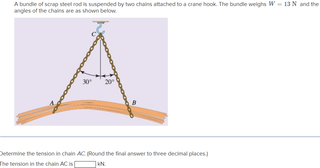 A bundle of scrap steel rod is suspended by two