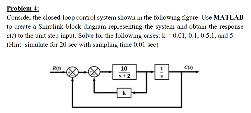 Problem 4 : Consider the closed - loop control
