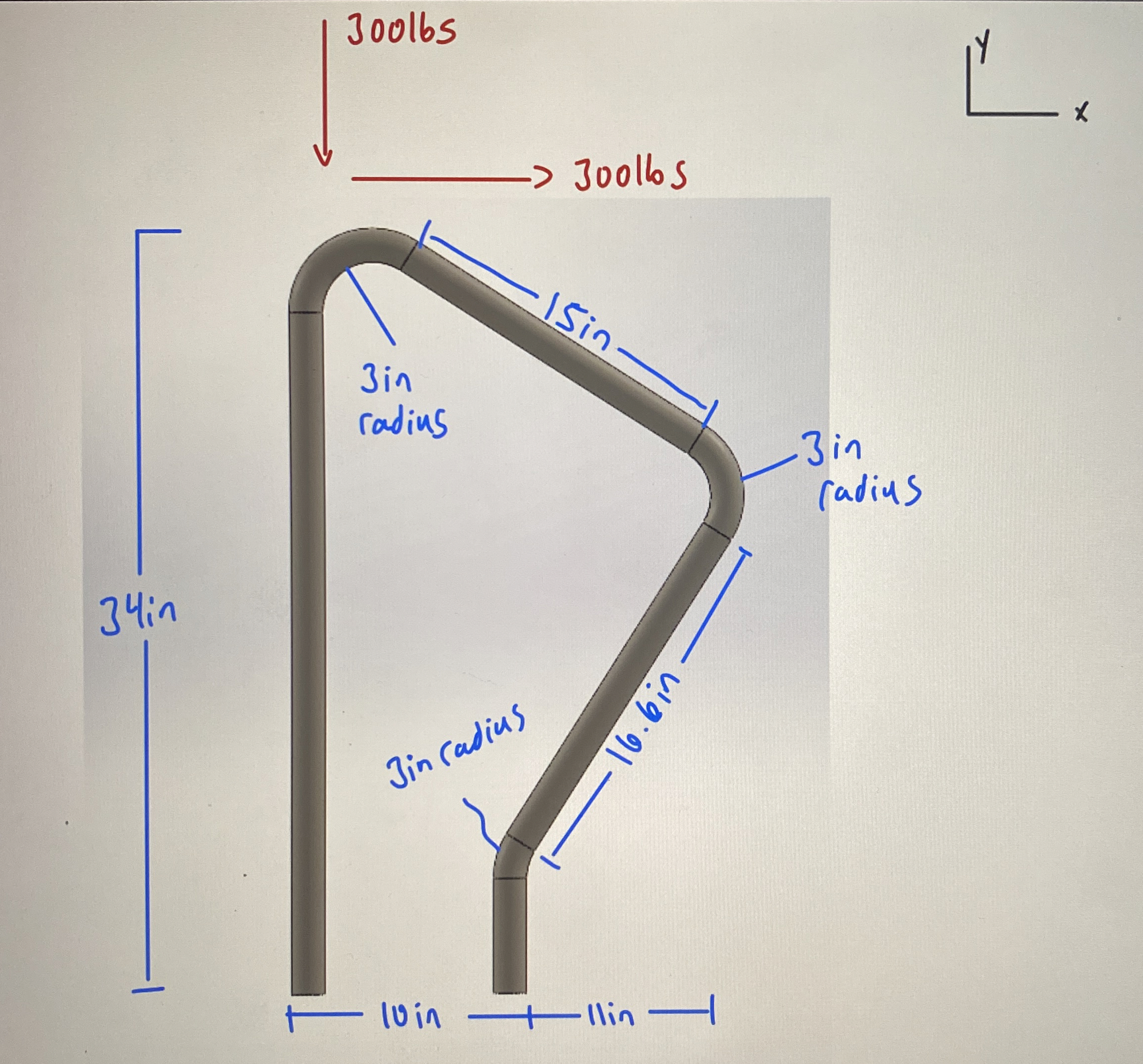 Find the bending moment as well as the x and y