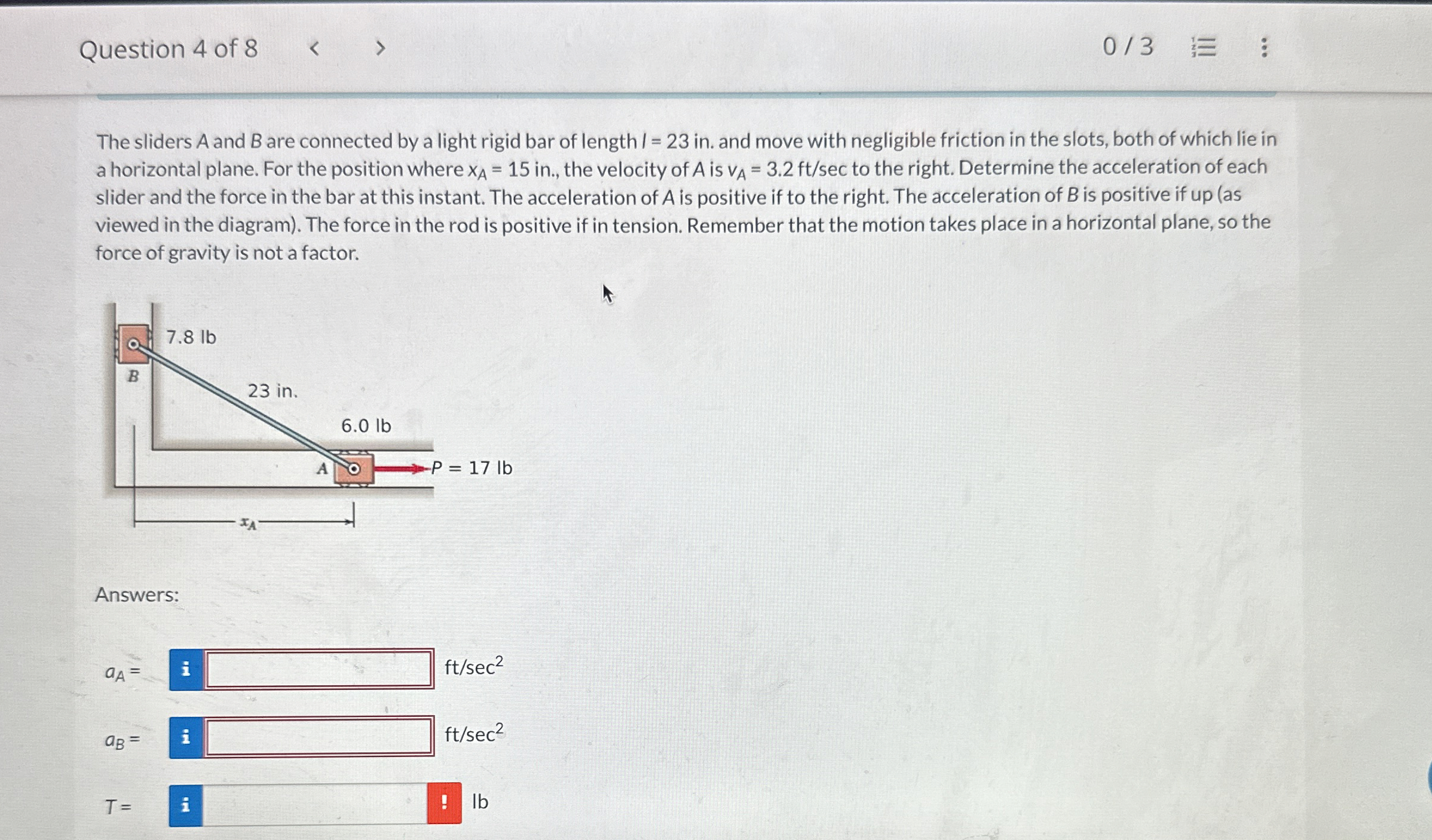 The sliders A and B are connected by a light