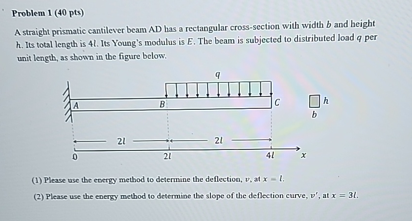 Problem 1 ( 4 0 pts ) A straight prismatic