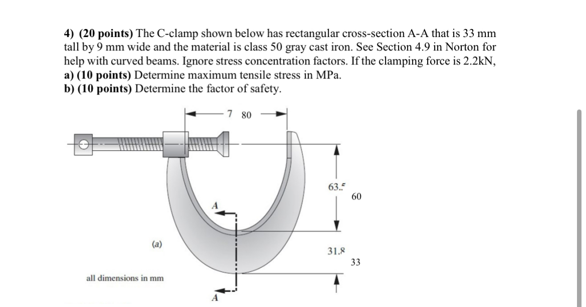 ( 2 0 points ) The C - clamp shown below has