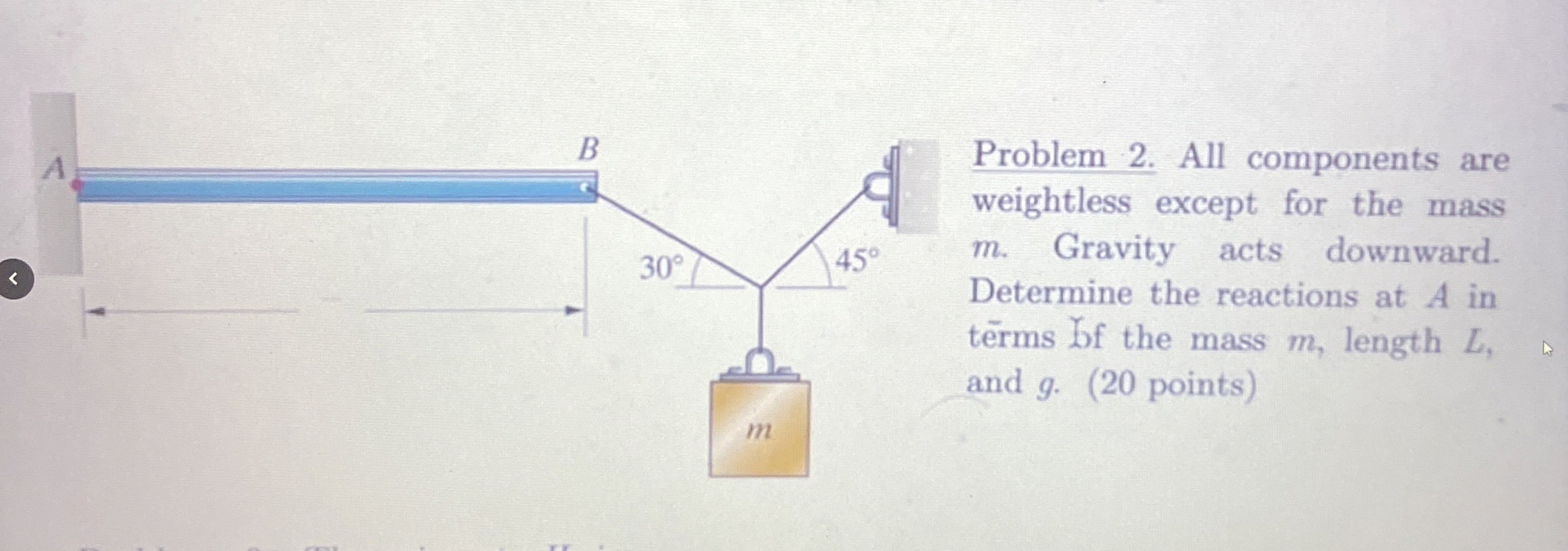 Problem 2 . All components are weightless except