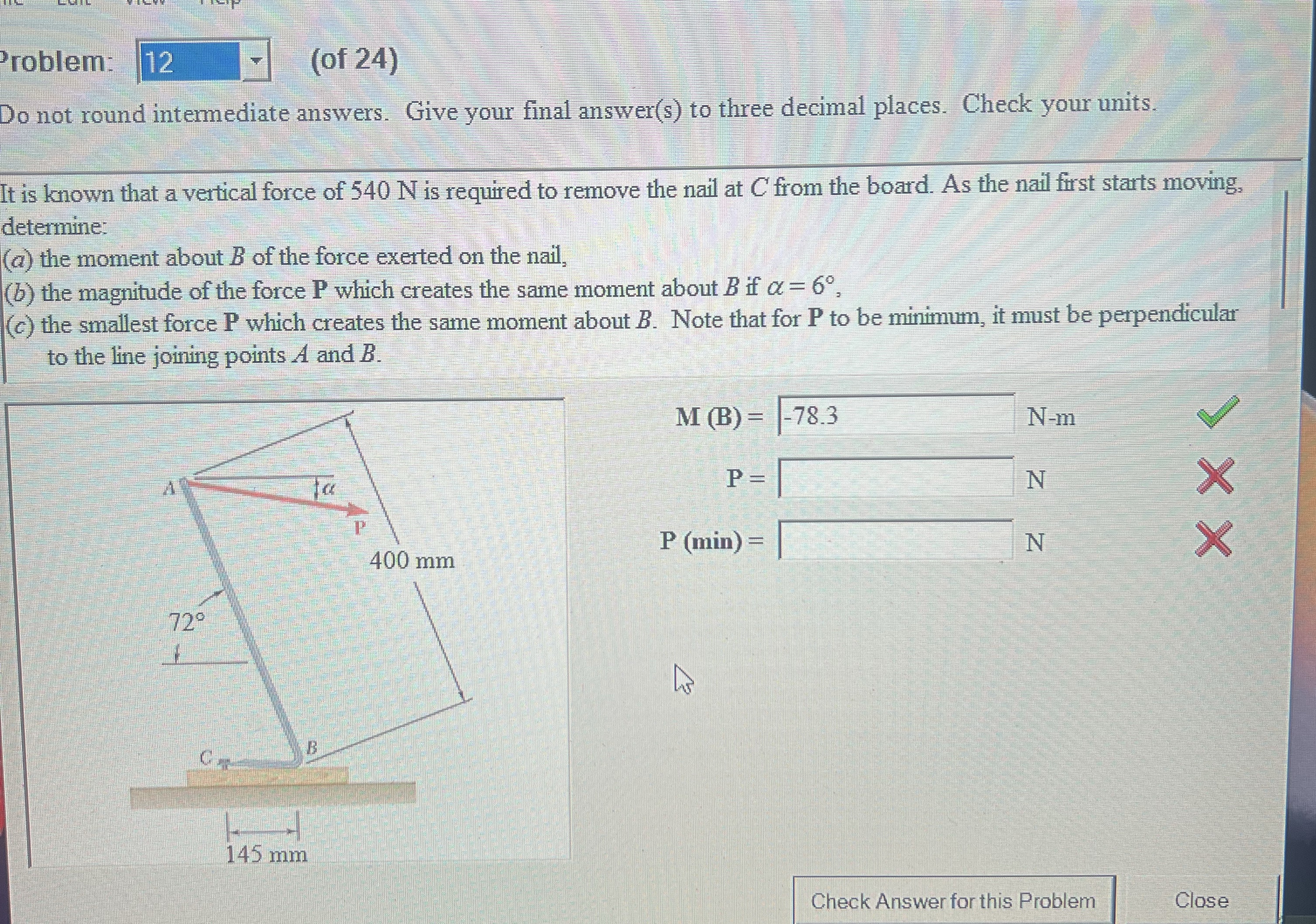 roblem: ( of 2 4 ) Do not round intermediate