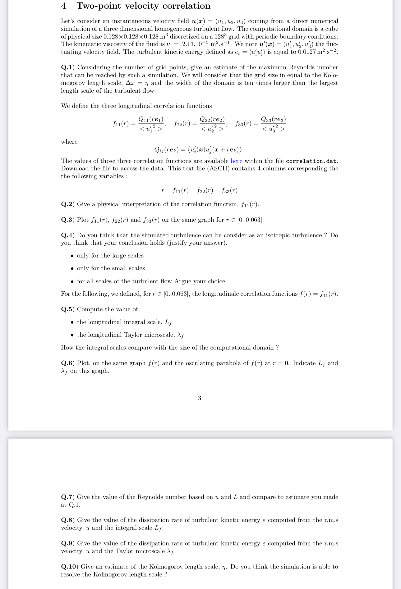4 Two - point velocity correlation Let's consider