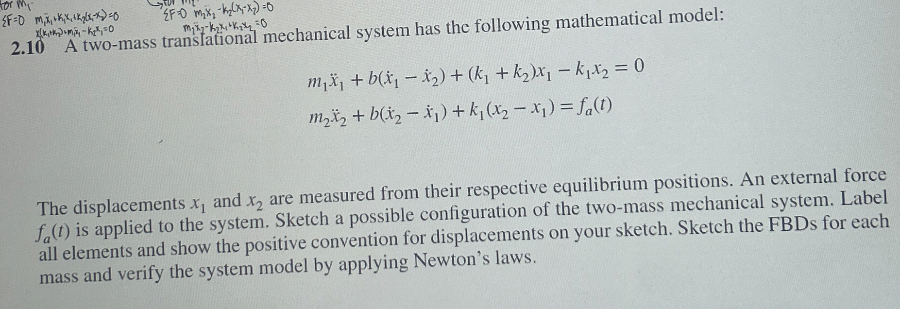 2 . 1 0 A two - mass transfational mechanical