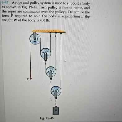 6 - 4 5 A rope and pulley system is used to